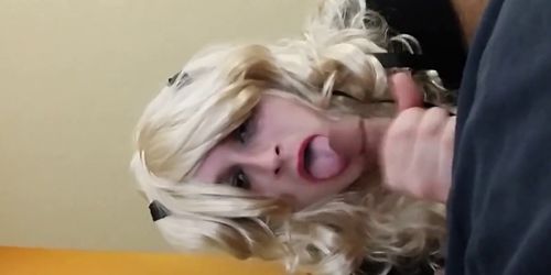 sissy crossdresser sucks and swallows BBC