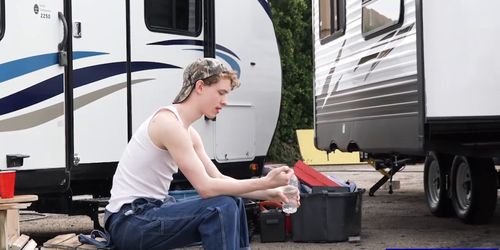 Pervy stepdad grabs twinks neck and fucks him bareback