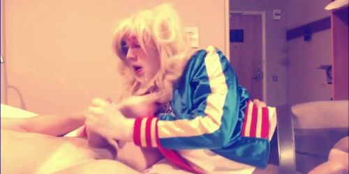 Suicide Squad Harley Quinn crossdresser suck and swallo