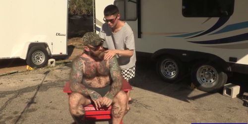 Daring stepson asks pop to fuck him in the trailer park