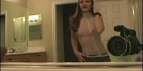 Dance Red head dances in her bathroom