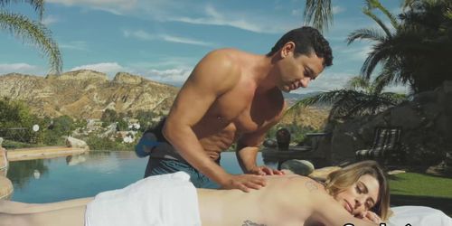 Casey Kisses gets a sensual outdoor massage