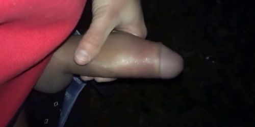 Teen outdoor piss with erection