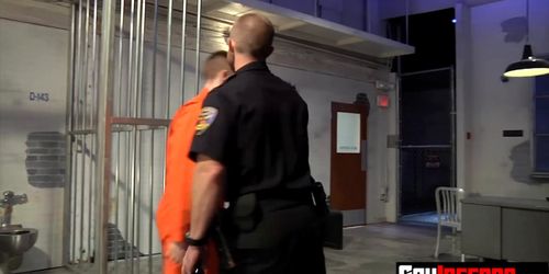 Angry Officer shoves a big nightstick inside studs ass