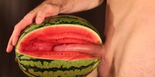 water melon cum - fucking a melon and cumming