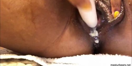 black pussy splatters cream