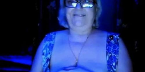 hot granny flashing her big tits of her husband hidden