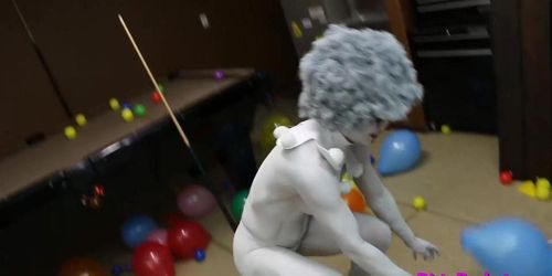 Cosplay video with naked clown babe