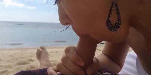 Asian Amateur Slut Sucks Off at the Beach Youre Salty