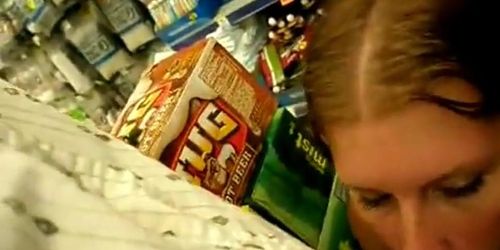 exciting blowjob in supermarket