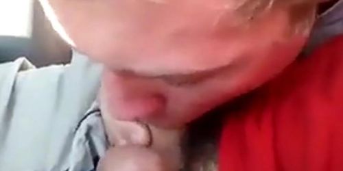 Blonde boy sucks daddy in the car