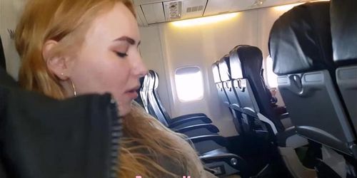 Nimpho teen blowjob in airplane in public