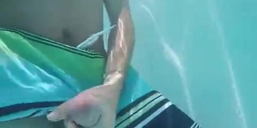 Cumming in the public pool