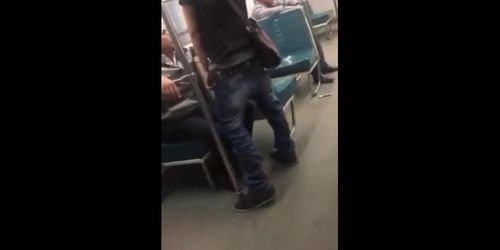 Asian twink gets BJ from older man in a subway