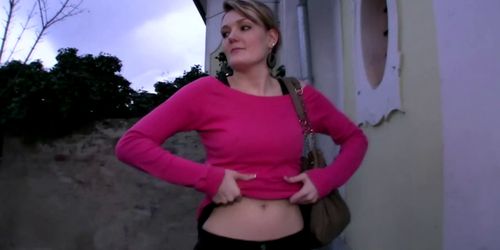 Sexy euro public amateur masturbates outdoors