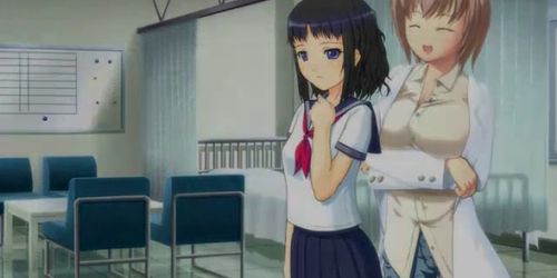 Anime cutie in school uniform masturbating pussy