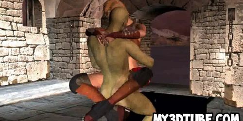 Hot 3D cartoon blonde babe gets fucked by a monster