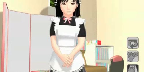 Hentai maid opening legs and giving hot blowjob