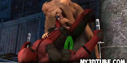 Yummy 3D blonde babe sucks and fucked Deadpool