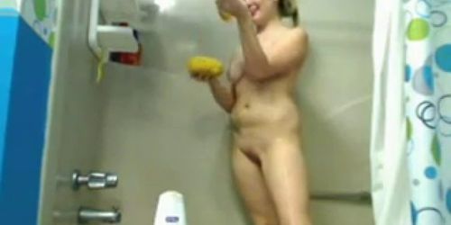 Blonde College Girl Taking A Shower