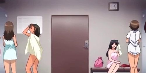 Big titted anime sex bomb jumps dick on the floor