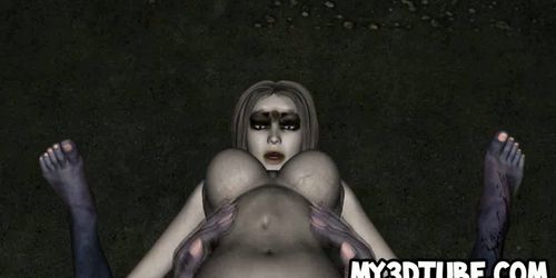 Hot 3D zombie babe getting licked and fucked hard