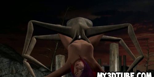 Hot 3D redhead gettting fucked by an alien spider (Sex Kitten)