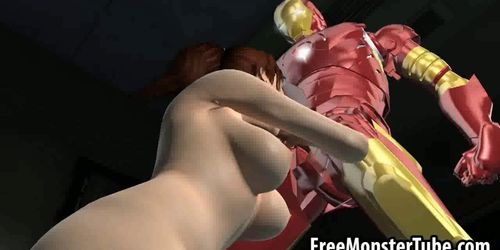 Hot 3D babe sucks cock and gets fucked by Iron Man