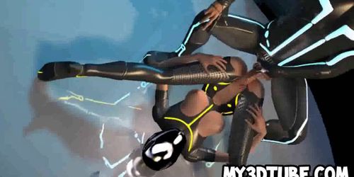 Busty 3D cartoon Tron babe getting fucked hard