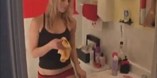 Beautiful french teen shaving her hot part1