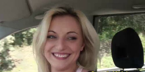 Amateur hitchhiker blonde giving blowjob