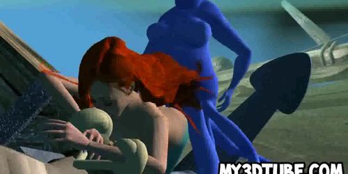 3D Ariel getting fucked hard underwater by Ursula