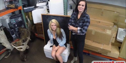 Two lesbian girls pounded at the pawnshop to earn money