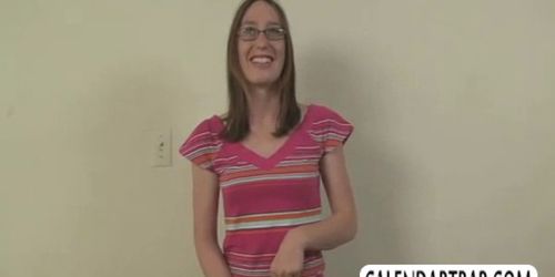 Girl in glasses tries porn for first time