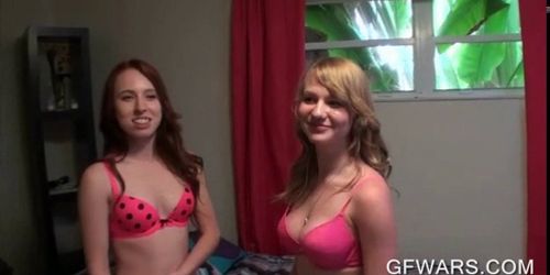 Teens undressing and playing with tits