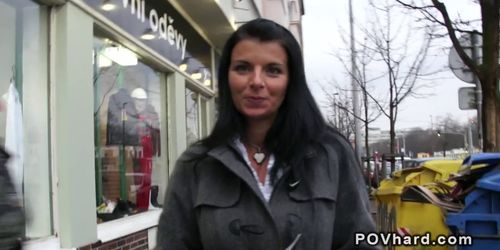 Czech amateur in panties fucks in public pov