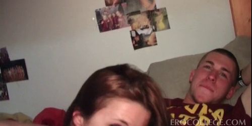 Dirty college babe sucking huge shafts 