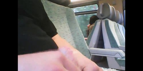 Train masturbation in front of hot mature women