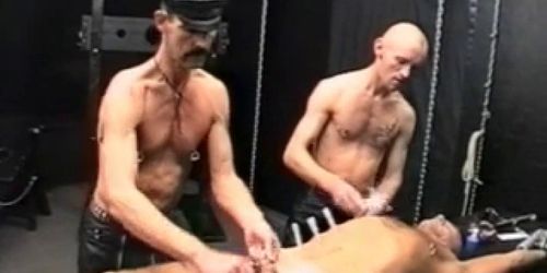 Two newcomers to the male sex dungeon get cruelly fucke