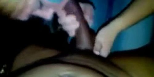 Blonde chick sucks the cum out of a BBC