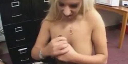 Blonde chick sucks his black cock and rims his ass