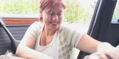 Chubby Redhead in the car