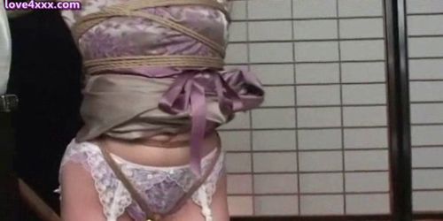 Shy asian chick gets roped up