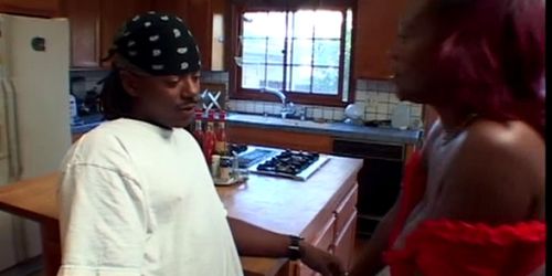 Horny Black girl gives a head in a gangster guy for a d