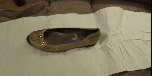 Gold cut out flats cummed