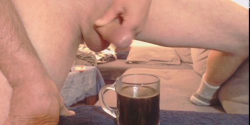 Shoot a big load in a glass Coffee - Cum