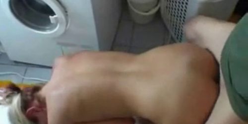 Sexy blond bathroom sex