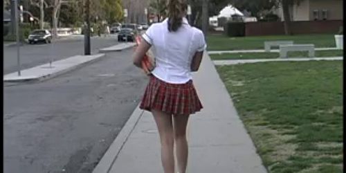 Horny schoolgirl gets drilled outside near the car