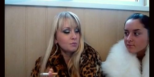 2 Russian Babes In Furs Smoking Not Inhaling