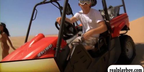 Stunning badass girls try out sandboarding and biking